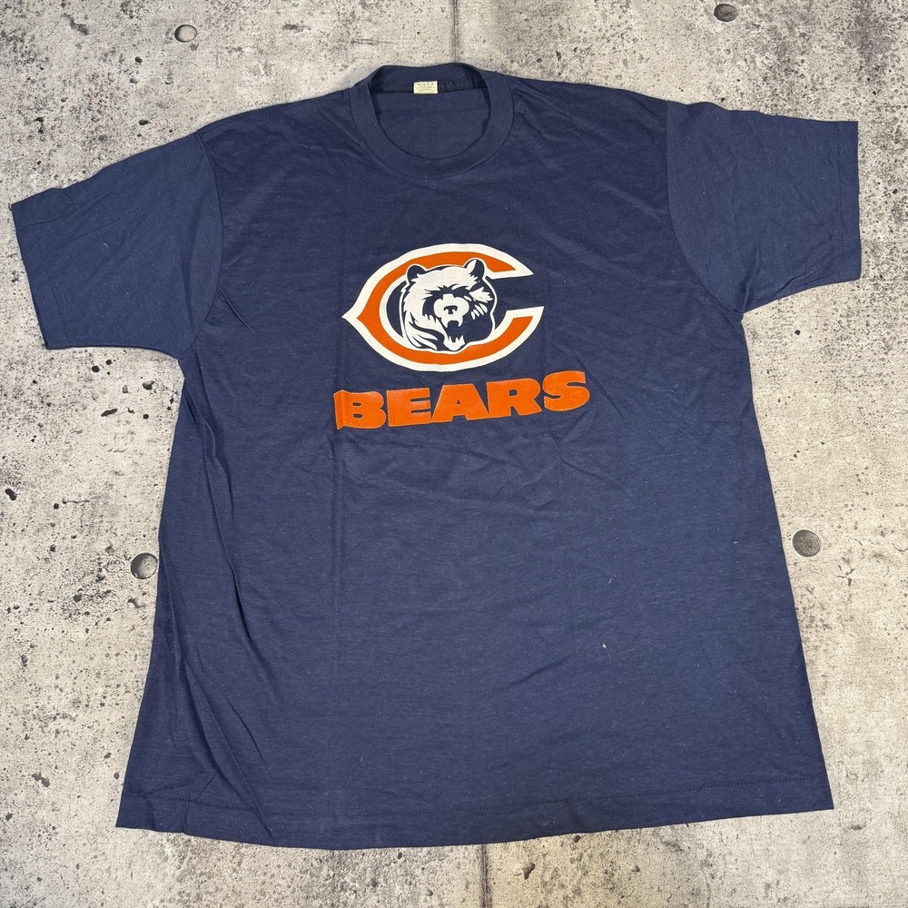 Vintage Chicago Bears Shirt Mens 2XL Blue NFL Football Screen Stars 80s